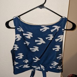 Lime Ricki Navy Tie Front Bikini Top